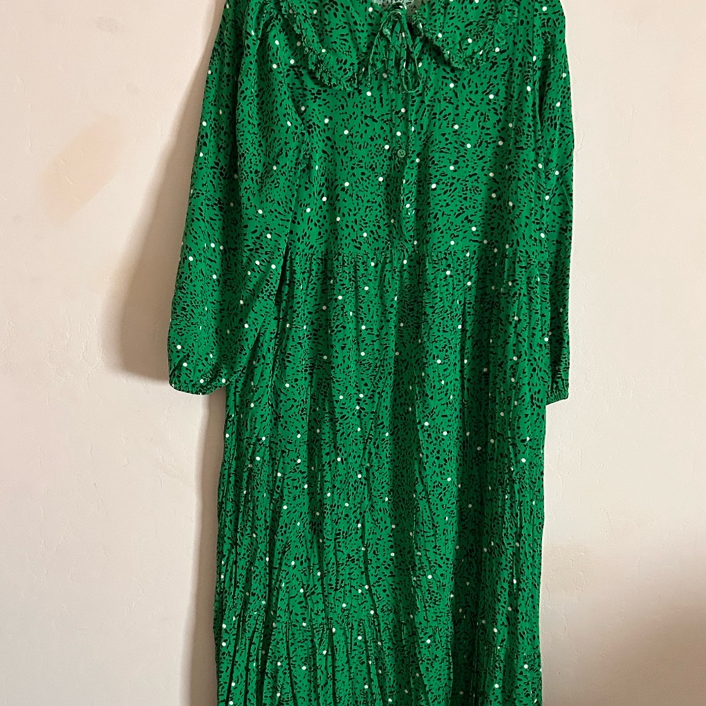 Who What Wear Green Long Sleeve Sundress with Peter Pan Collar